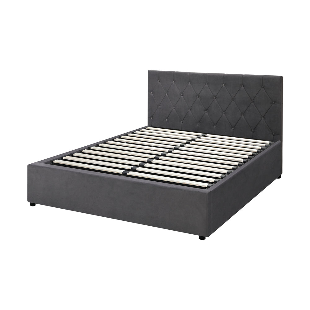 Functional Gas Lift Storage Bed With Fabric Upholstery
