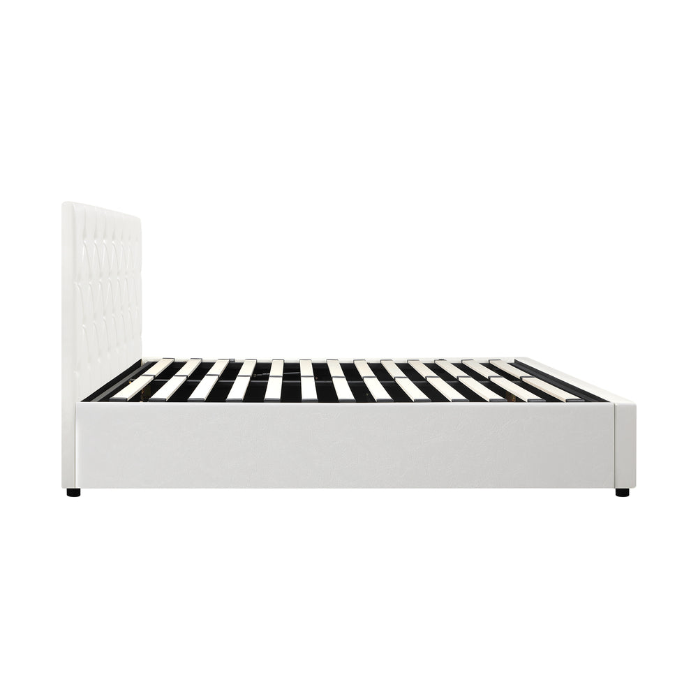 Functional Gas Lift Storage Bed With Fabric Upholstery