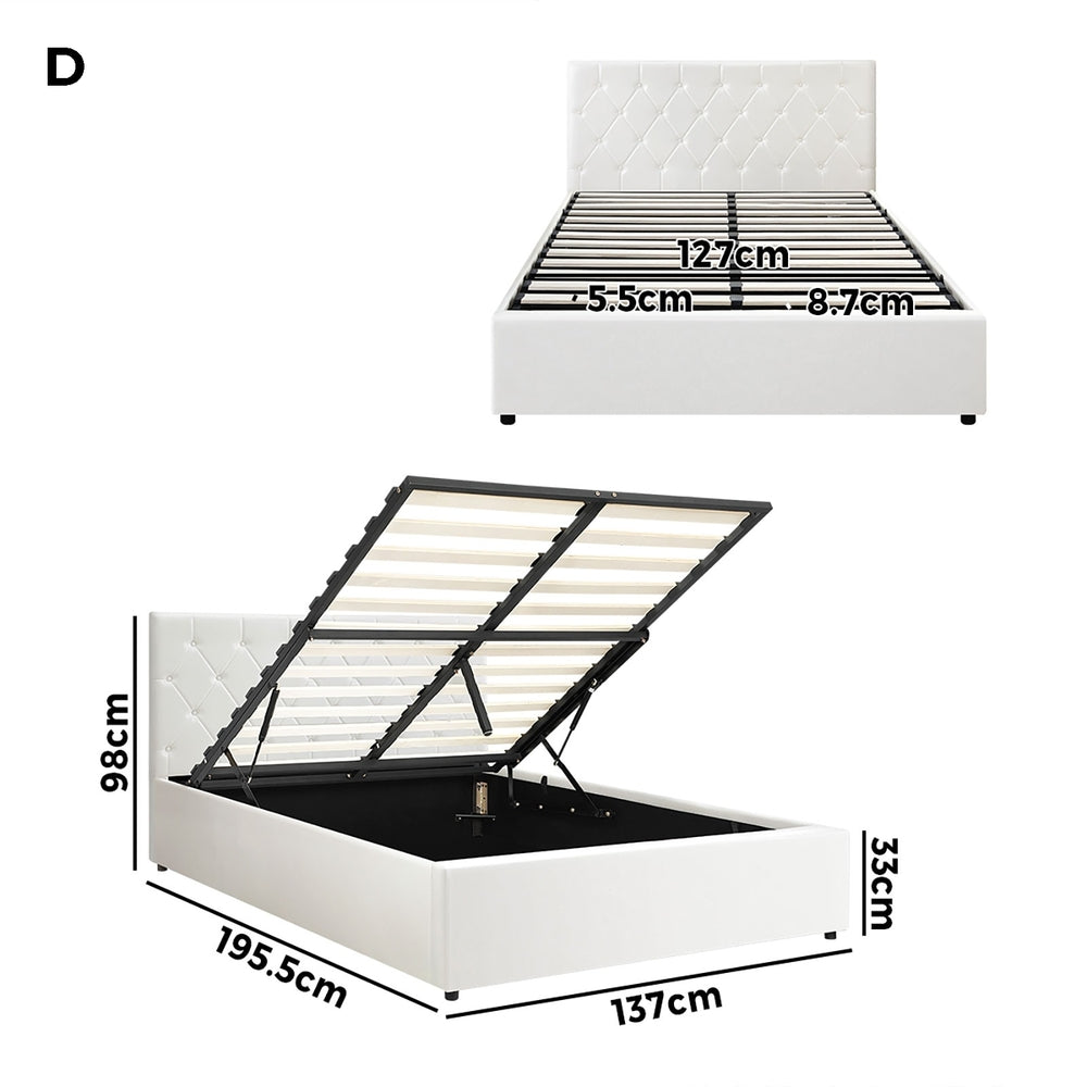 Functional Gas Lift Storage Bed With Fabric Upholstery
