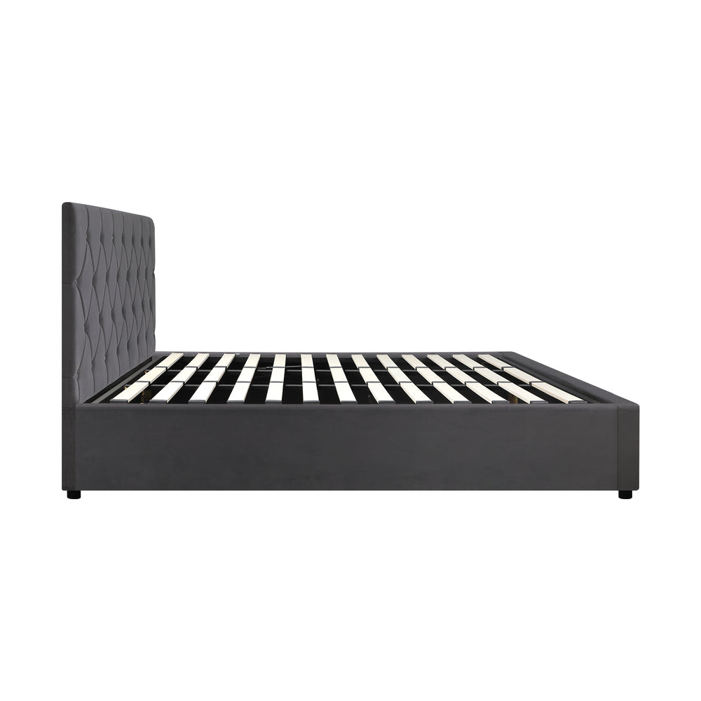 Functional Gas Lift Storage Bed With Fabric Upholstery