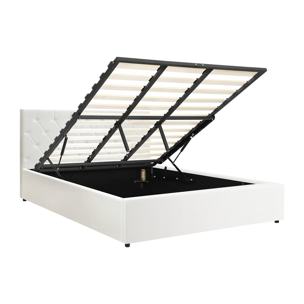 Functional Gas Lift Storage Bed With Fabric Upholstery