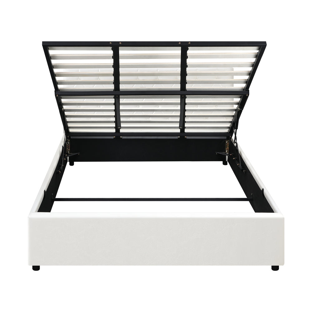 Functional Gas Lift Storage Bed With Fabric Upholstery