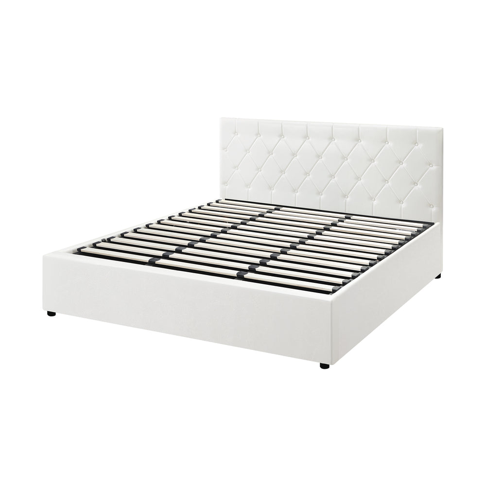 Functional Gas Lift Storage Bed With Fabric Upholstery