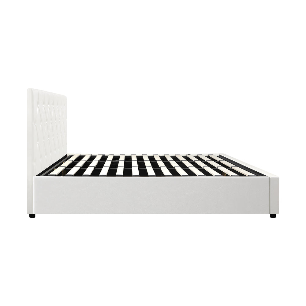 Functional Gas Lift Storage Bed With Fabric Upholstery