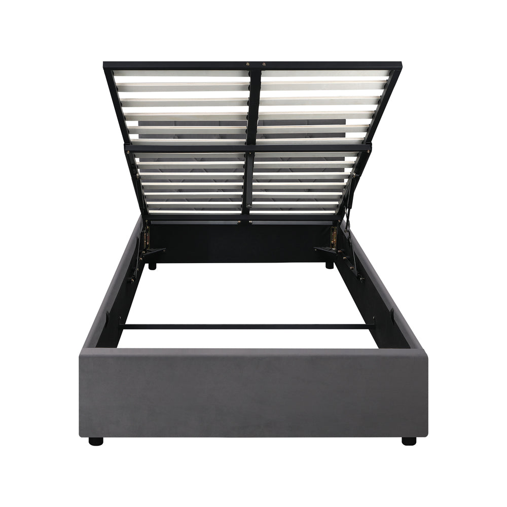 Functional Gas Lift Storage Bed With Fabric Upholstery