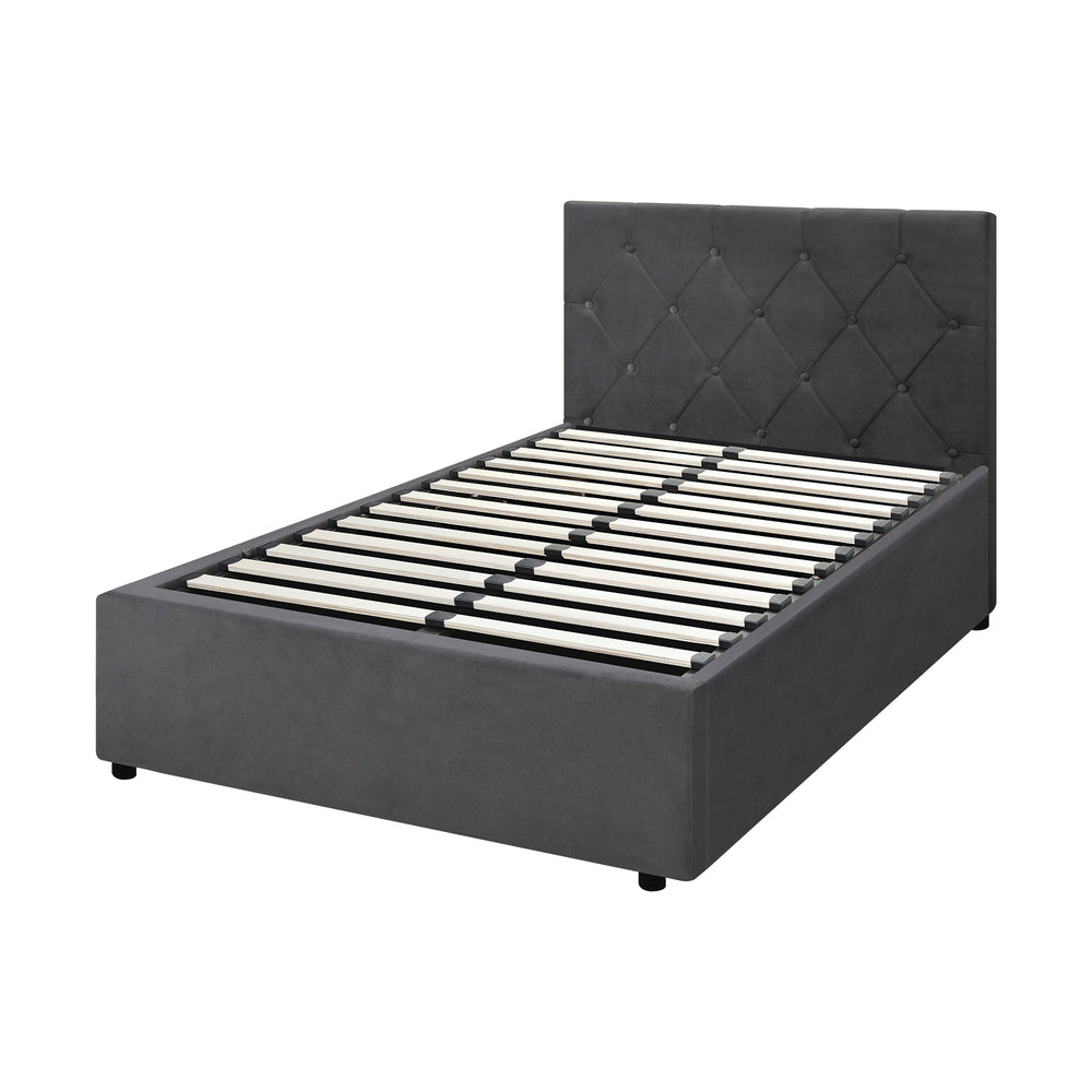 Functional Gas Lift Storage Bed With Fabric Upholstery