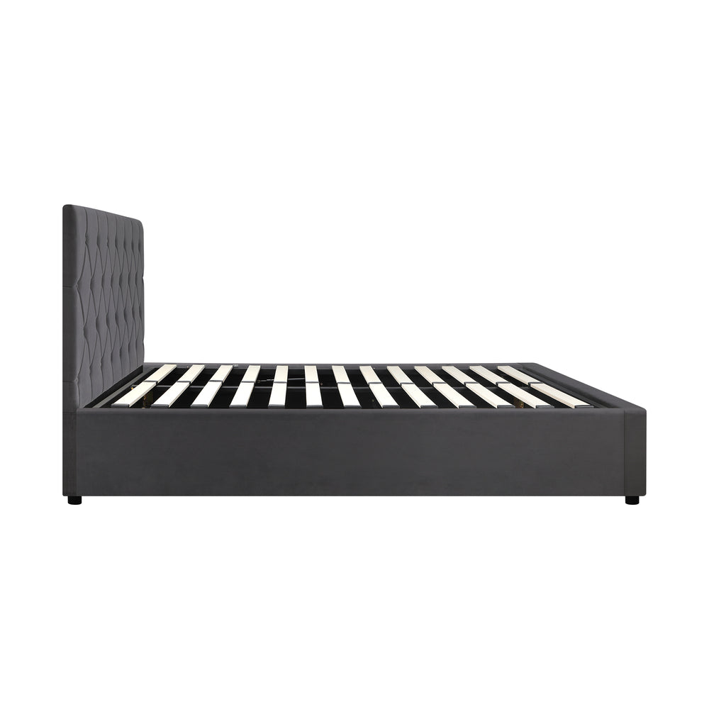 Functional Gas Lift Storage Bed With Fabric Upholstery