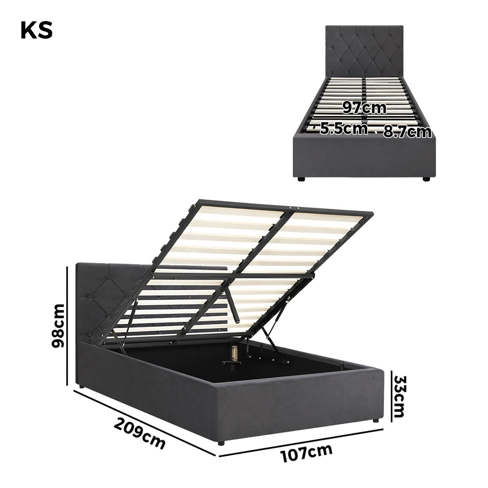 Functional Gas Lift Storage Bed With Fabric Upholstery