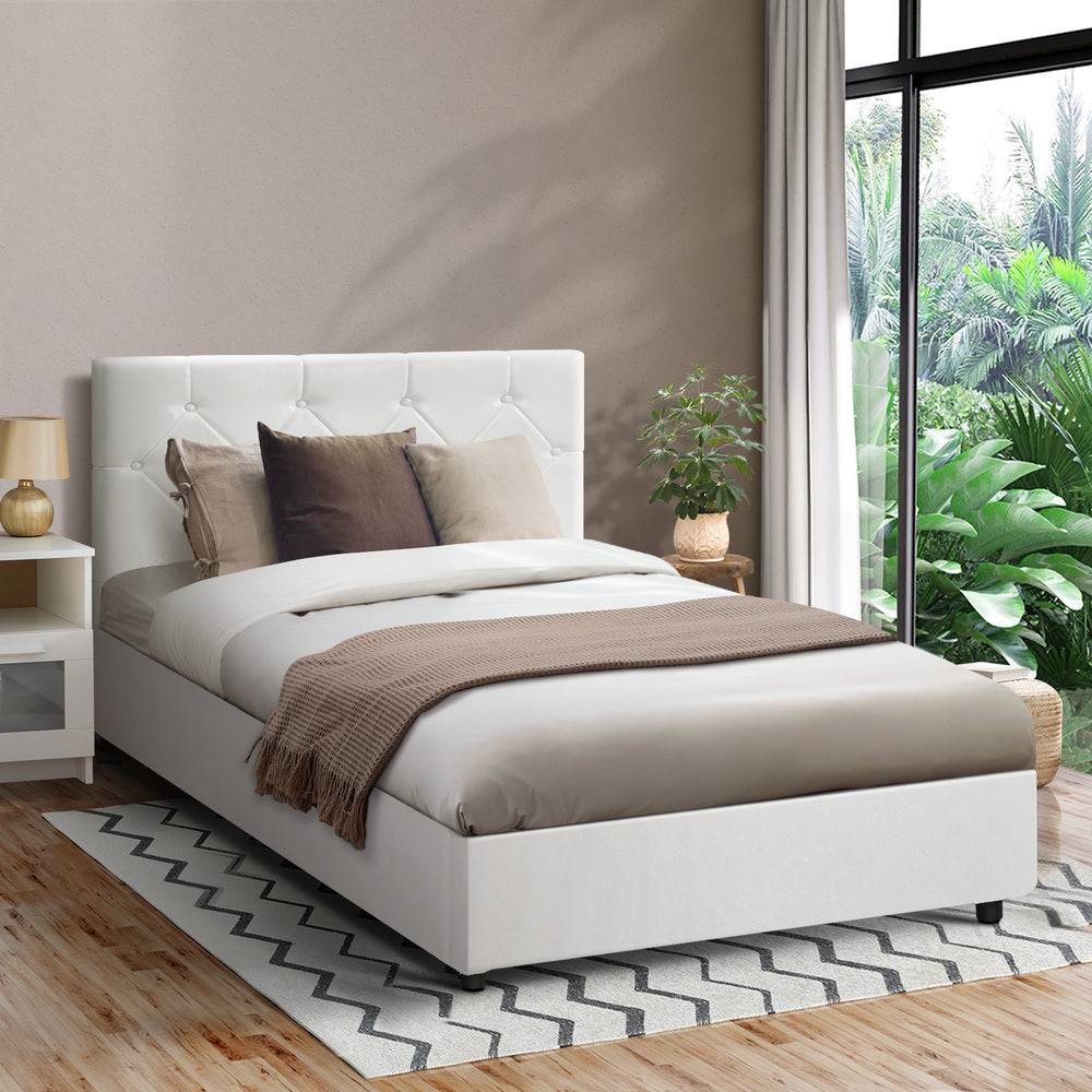 Functional Gas Lift Storage Bed With Fabric Upholstery