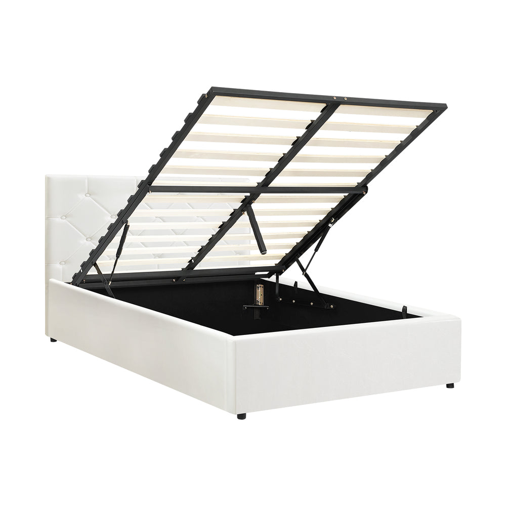 Functional Gas Lift Storage Bed With Fabric Upholstery