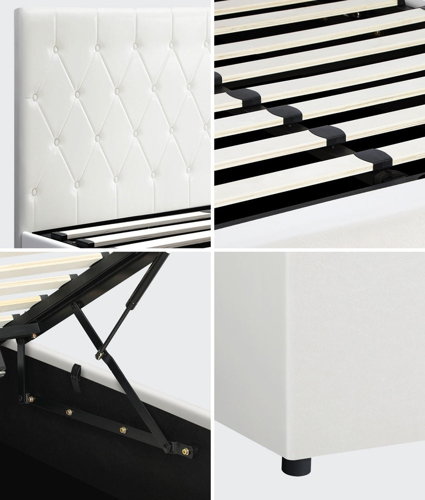 Functional Gas Lift Storage Bed With Fabric Upholstery