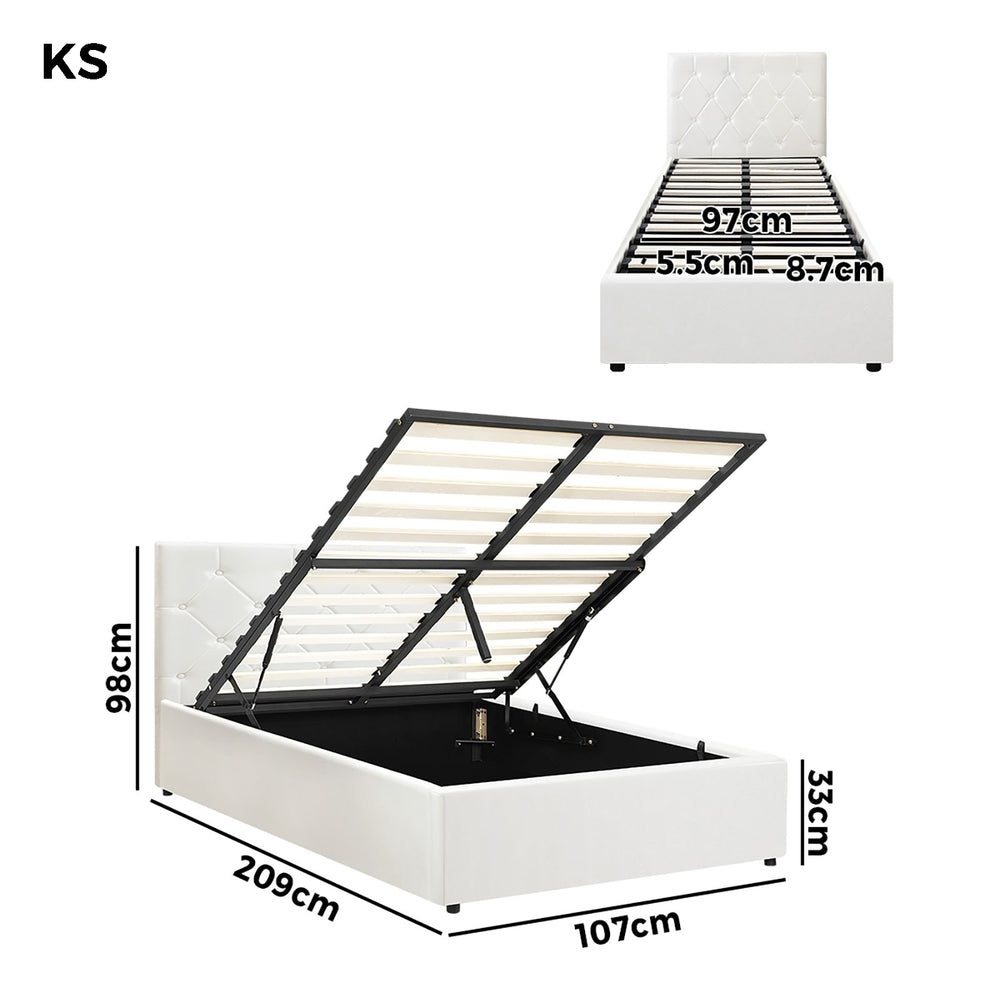Functional Gas Lift Storage Bed With Fabric Upholstery