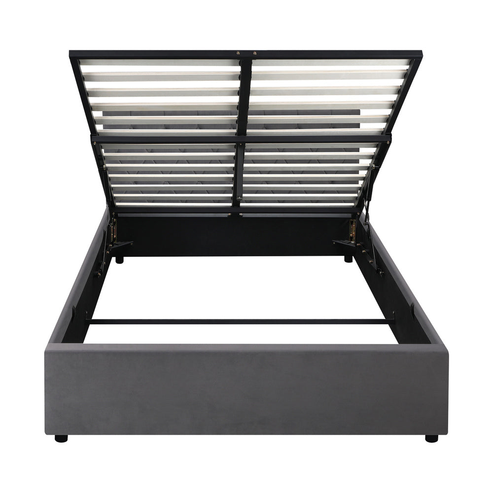 Functional Gas Lift Storage Bed With Fabric Upholstery