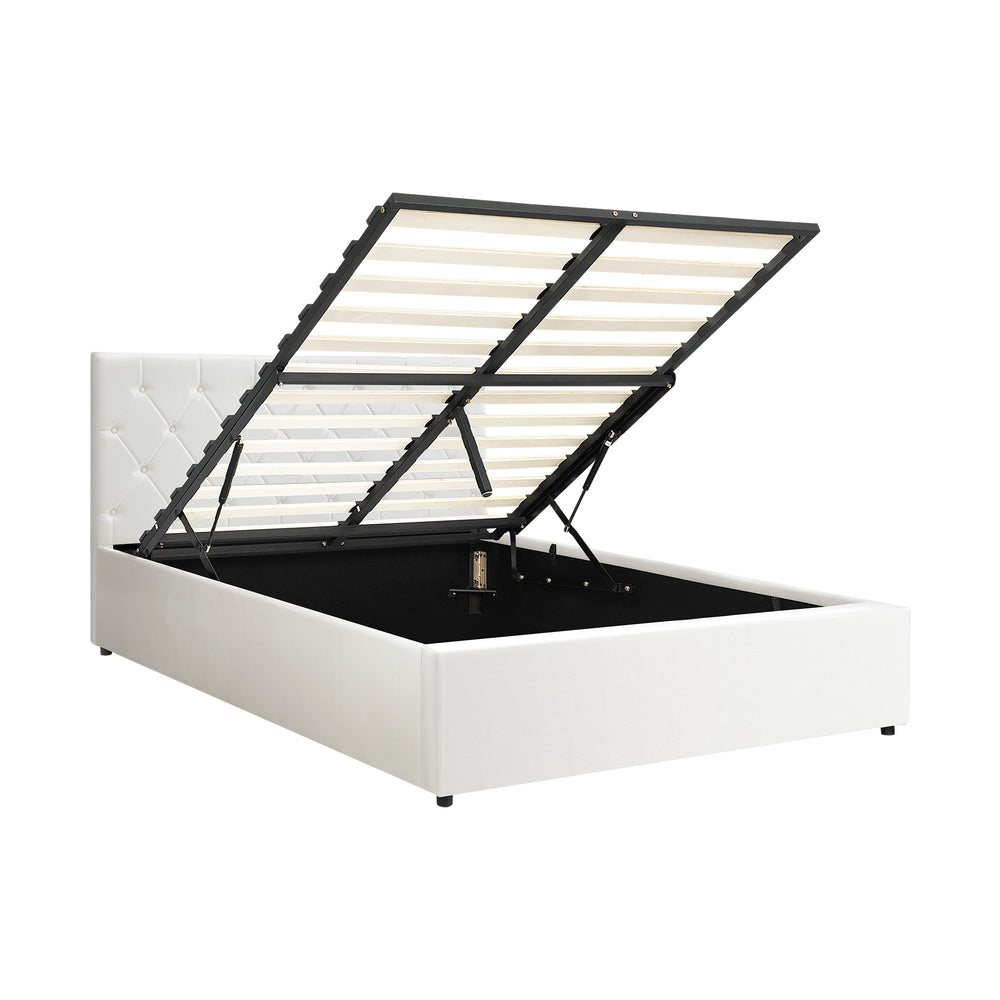 Functional Gas Lift Storage Bed With Fabric Upholstery