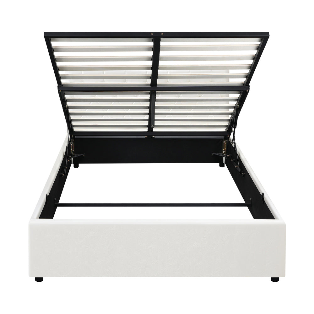Functional Gas Lift Storage Bed With Fabric Upholstery
