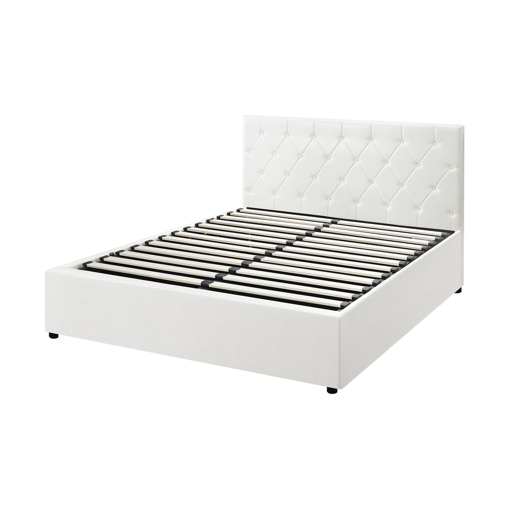 Functional Gas Lift Storage Bed With Fabric Upholstery