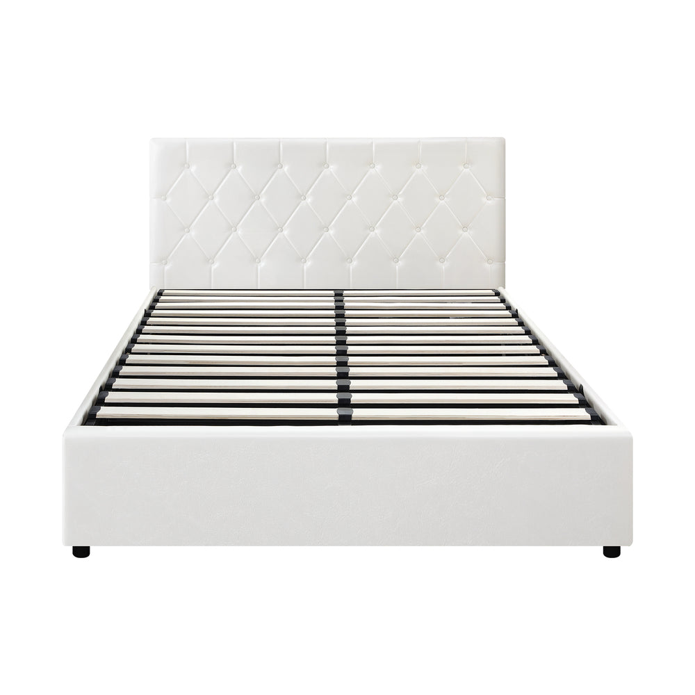 Functional Gas Lift Storage Bed With Fabric Upholstery