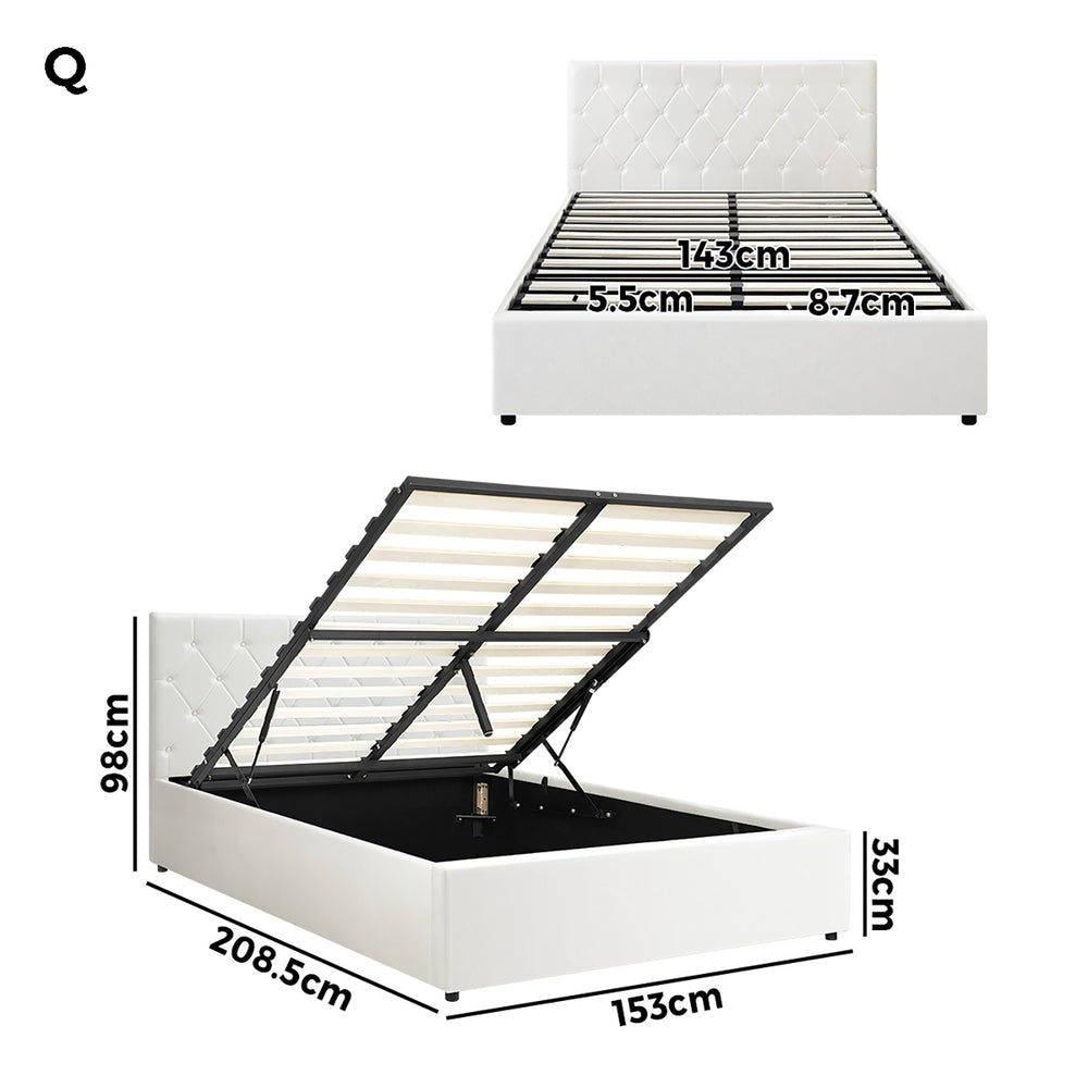 Functional Gas Lift Storage Bed With Fabric Upholstery