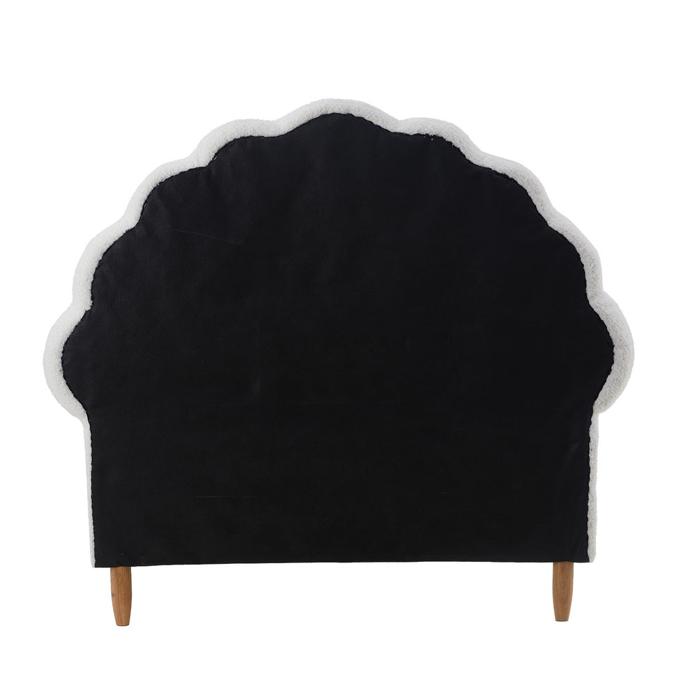 Chic Single Bed Frame Velvet Scallop Bedhead Upholstered