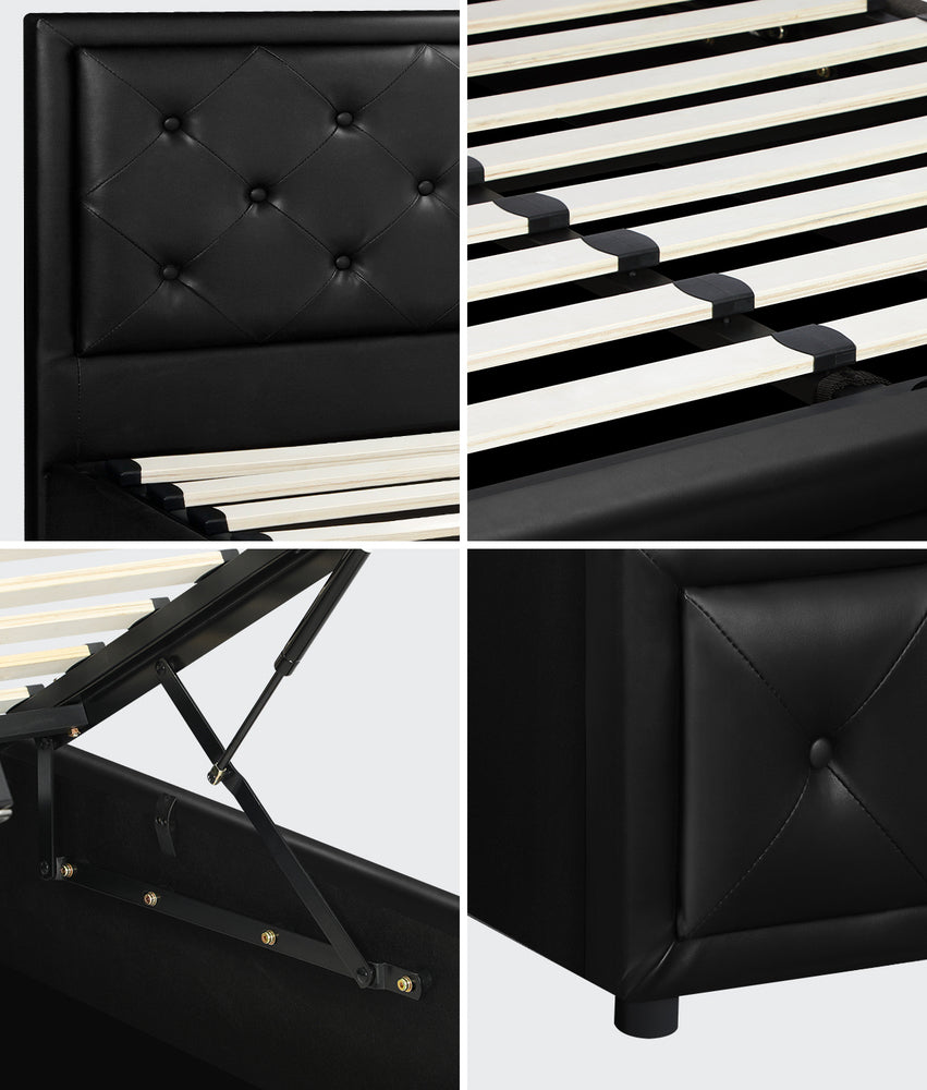 Black/Grey Modern Gas Lift Bed Frame with Storage Space