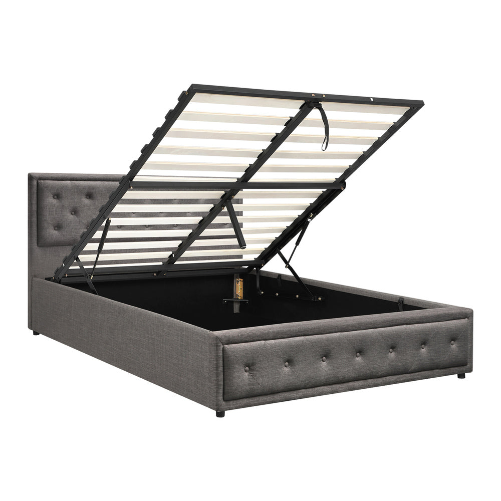 Black/Grey Modern Gas Lift Bed Frame with Storage Space