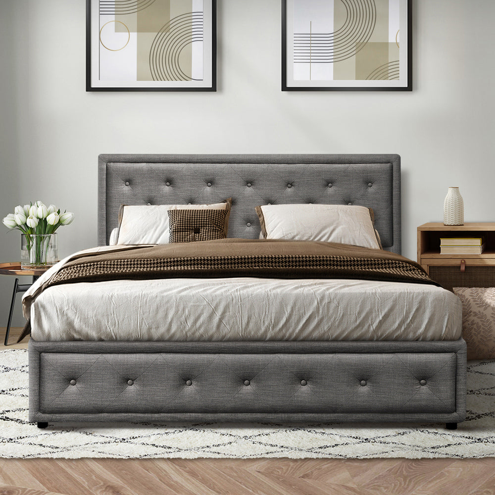 Black/Grey Modern Gas Lift Bed Frame with Storage Space