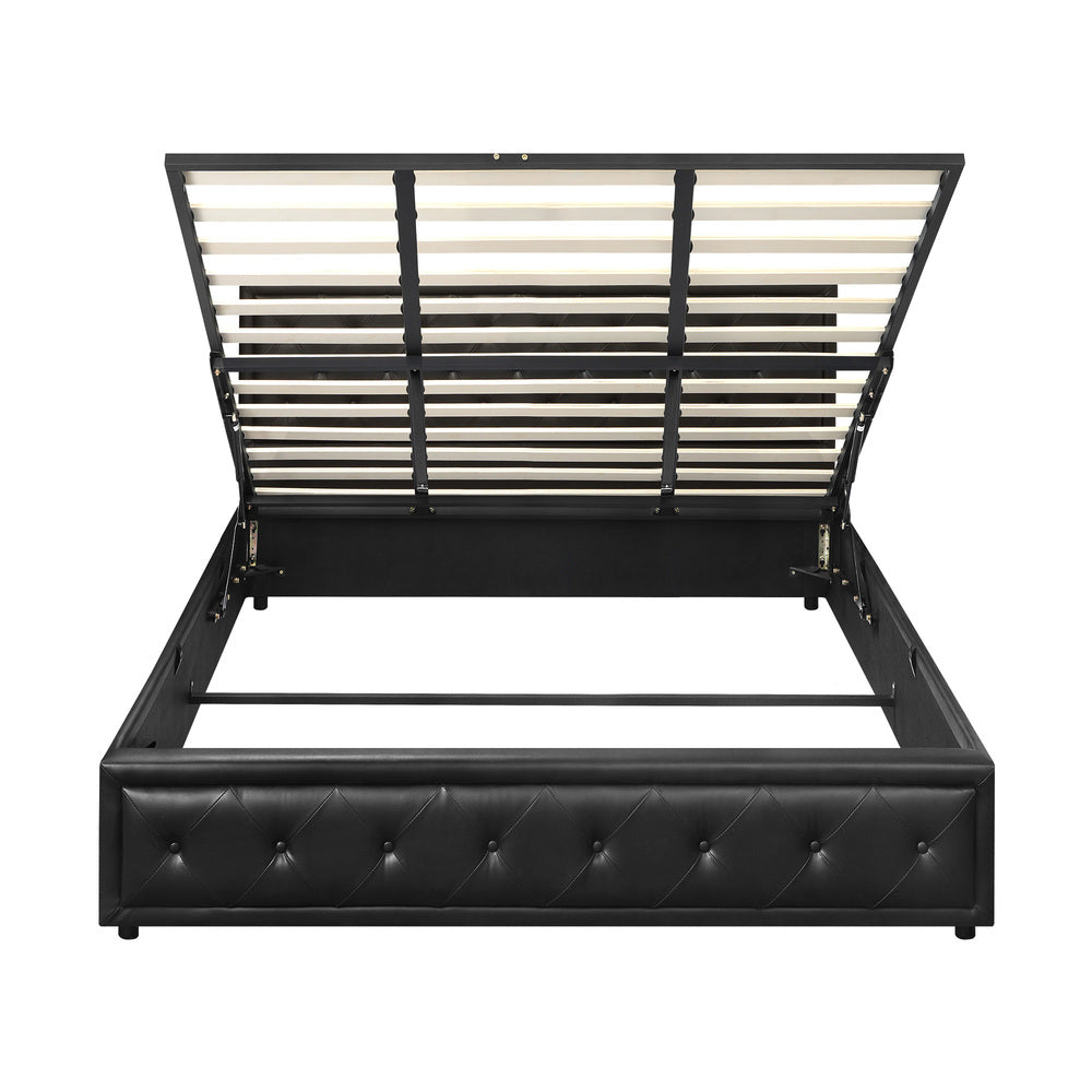 Black/Grey Modern Gas Lift Bed Frame with Storage Space