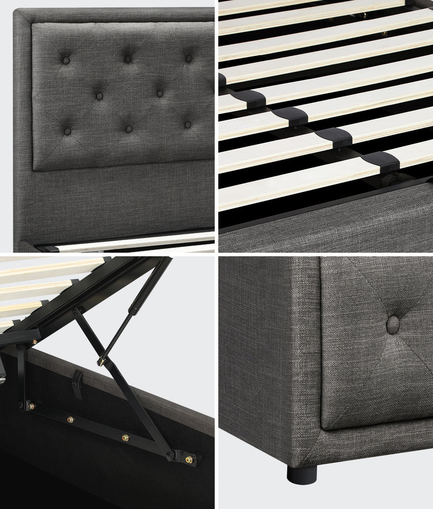 Black/Grey Modern Gas Lift Bed Frame with Storage Space