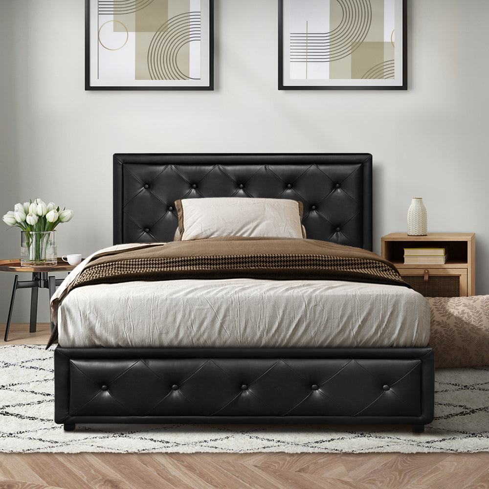 Black/Grey Modern Gas Lift Bed Frame with Storage Space