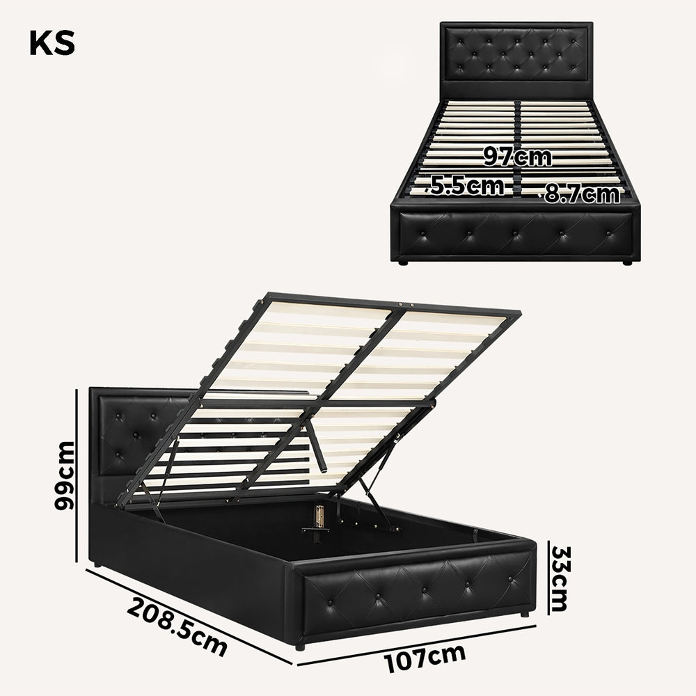 Black/Grey Modern Gas Lift Bed Frame with Storage Space
