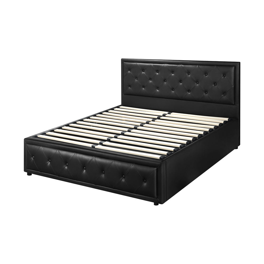 Black/Grey Modern Gas Lift Bed Frame with Storage Space