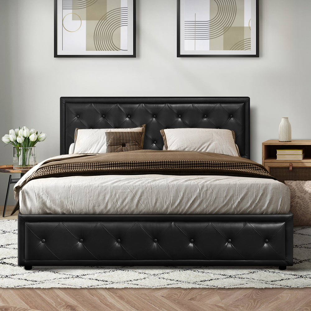 Black/Grey Modern Gas Lift Bed Frame with Storage Space