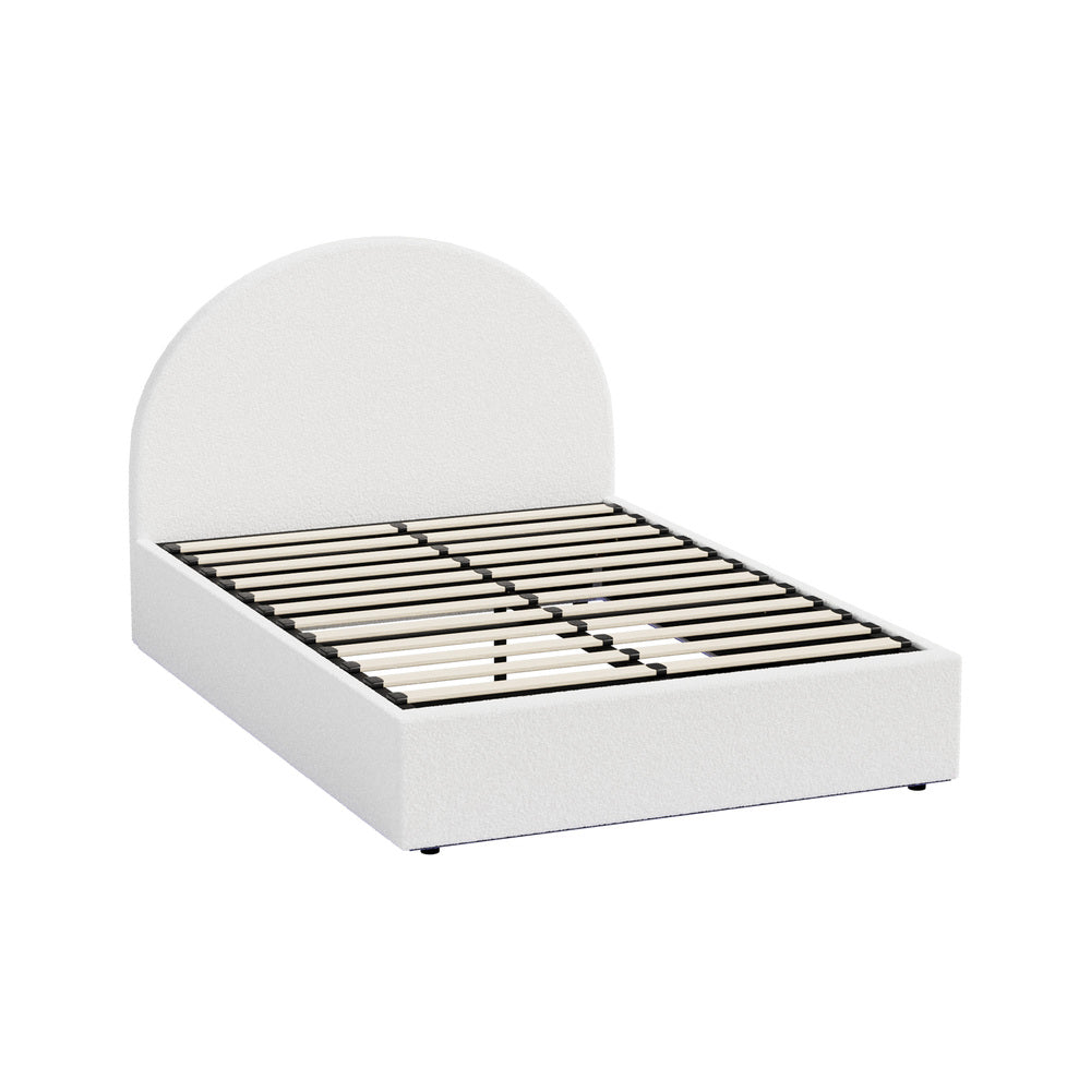 Queen Gas Lift Bed Boucle LED Storage Base | Simpledeals