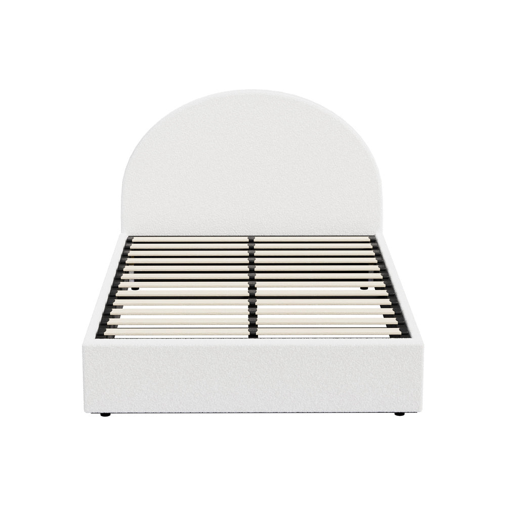 Queen Gas Lift Bed Boucle LED Storage Base | Simpledeals