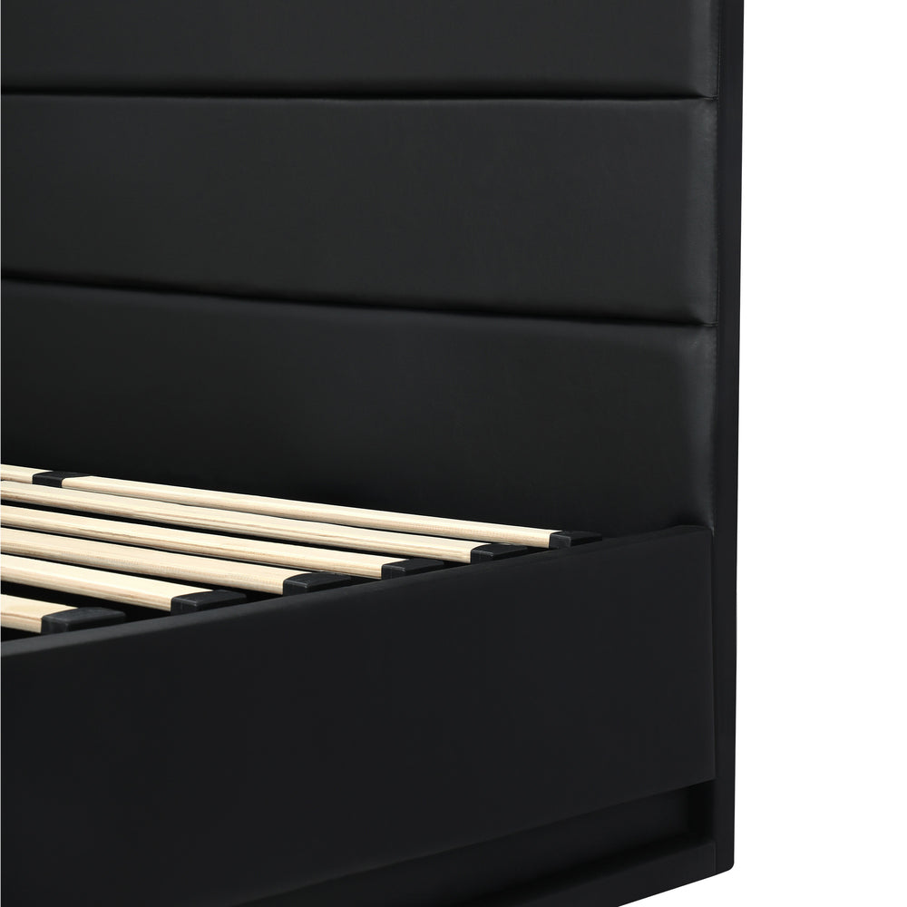 Futuristic Black Gas Lift Bed Frame with RGB Storage Space Queen