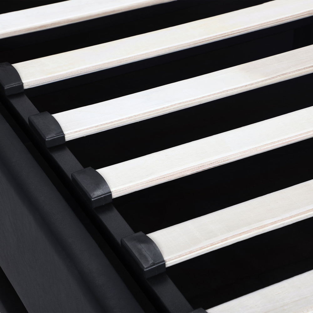 Futuristic Black Gas Lift Bed Frame with RGB Storage Space Queen