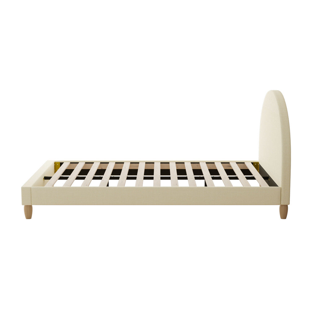 Elegant Arched Bedhead Design with Beige Fabric Bed Frame Queen Size
