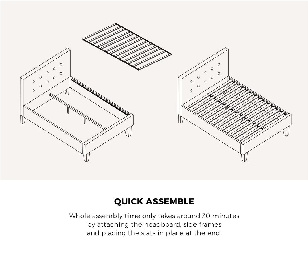 Stylish Fabric Wooden Bed Frame with Durable Design