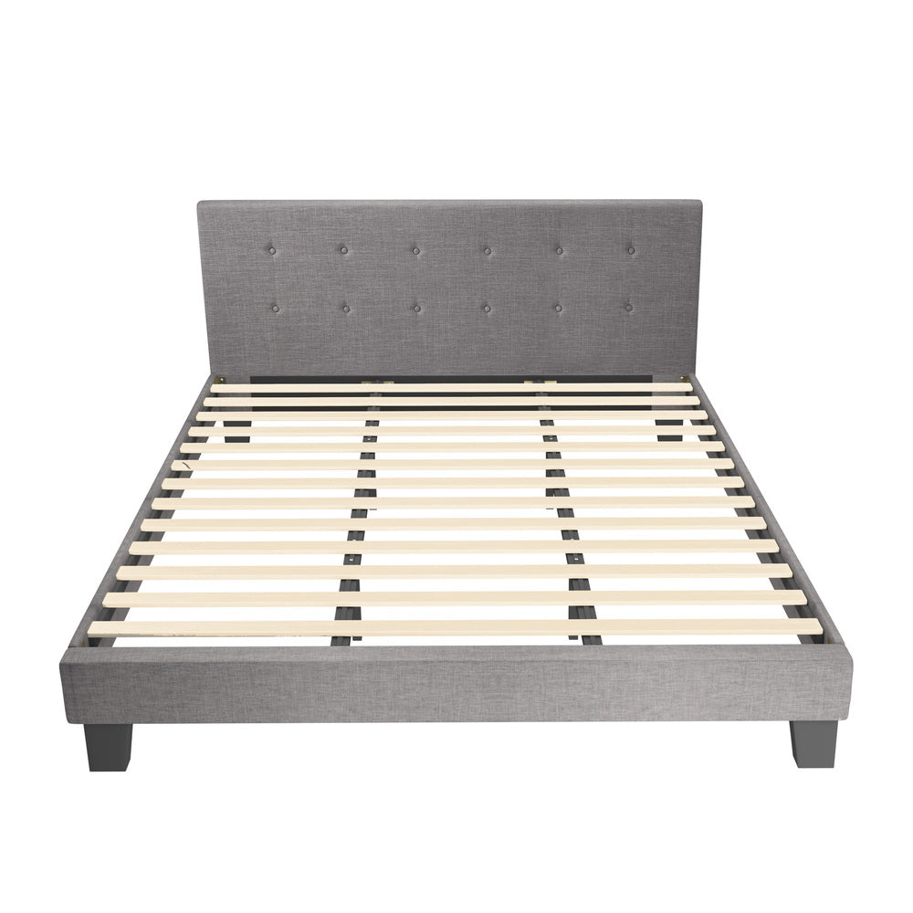 Contemporary Grey Fabric Wooden Bed Frame with Sturdy Design King