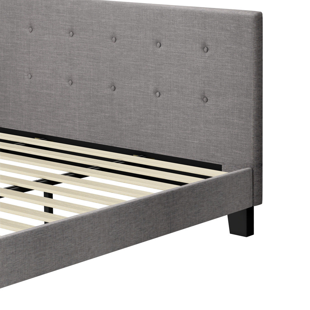 Contemporary Grey Fabric Wooden Bed Frame with Sturdy Design King