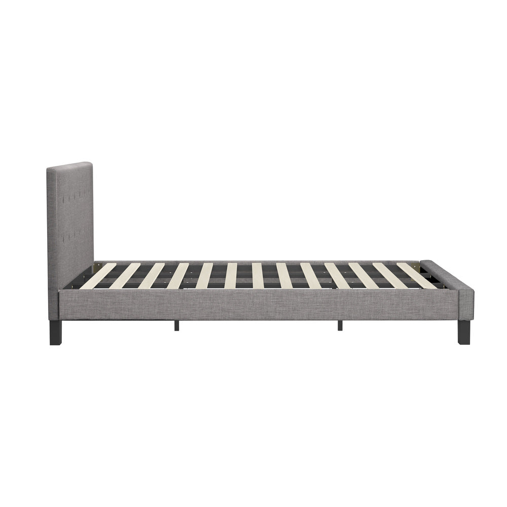 Contemporary Grey Fabric Wooden Bed Frame with Sturdy Design King