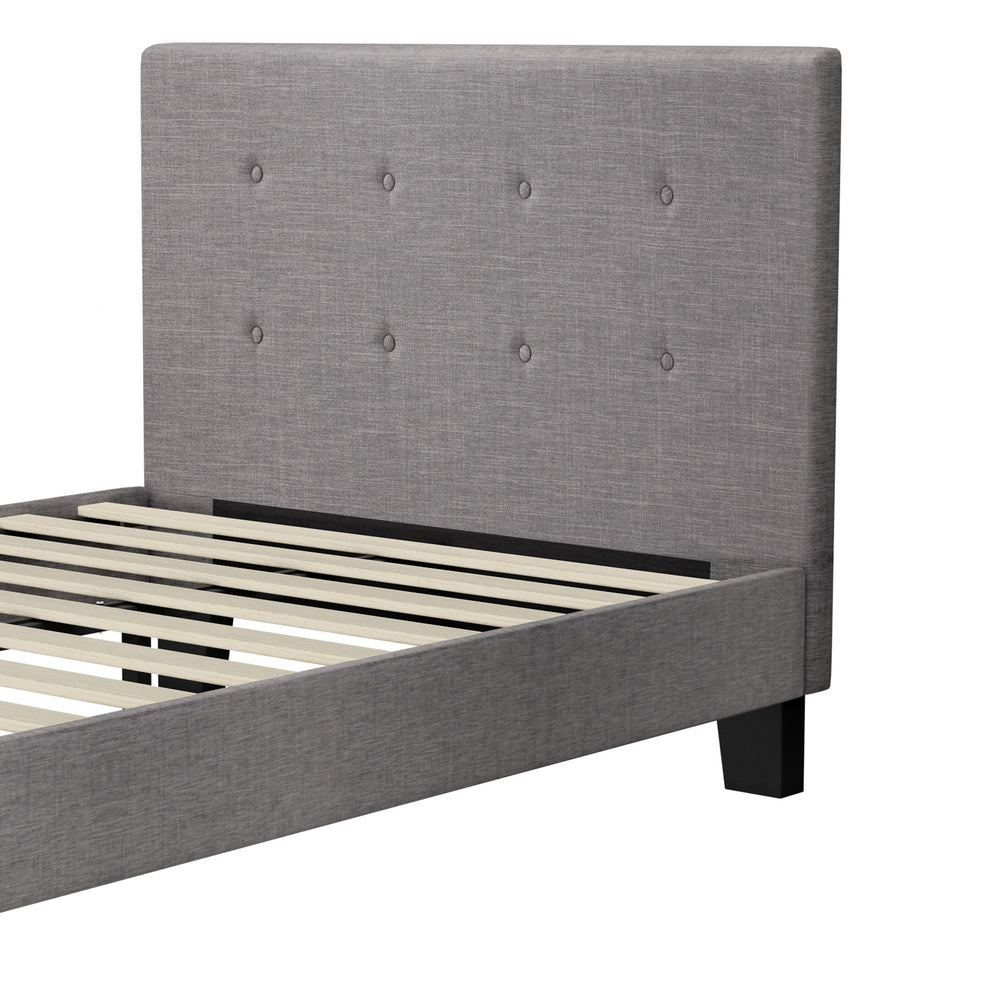 Modern Grey Fabric Wooden Bed Frame with Durable Construction King Single