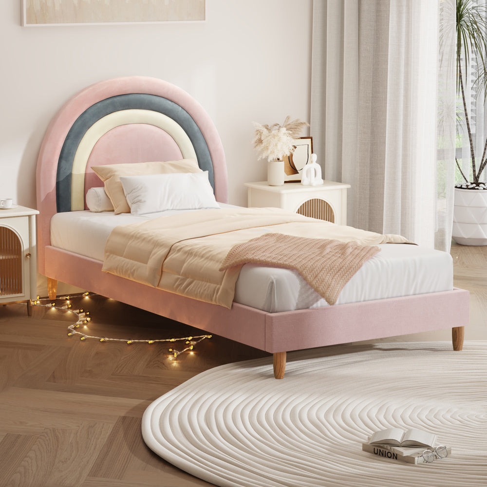Pink Velvet Kids Bed Frame