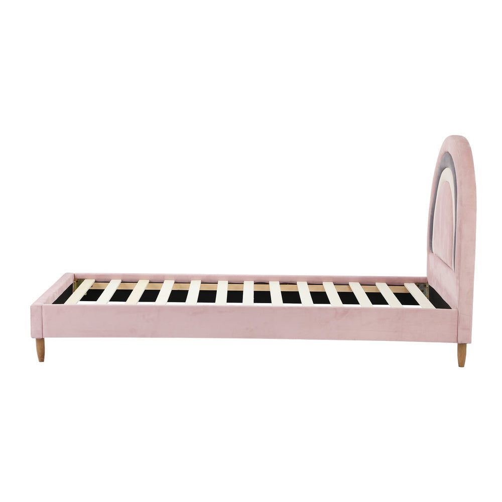 Pink Velvet Kids Bed Frame with Fun Design and Durable Construction Single