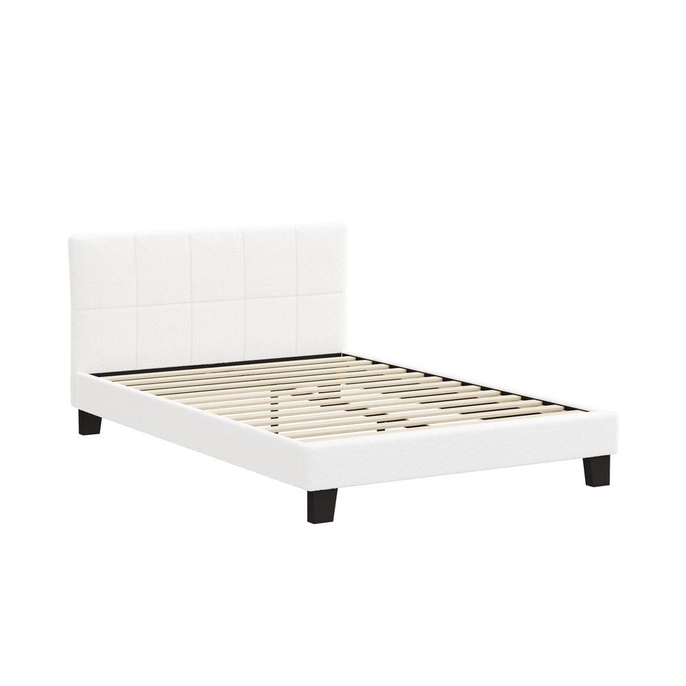 Stylish Boucle Bed Frame with Durable Base Double/Queen/Single/King Size