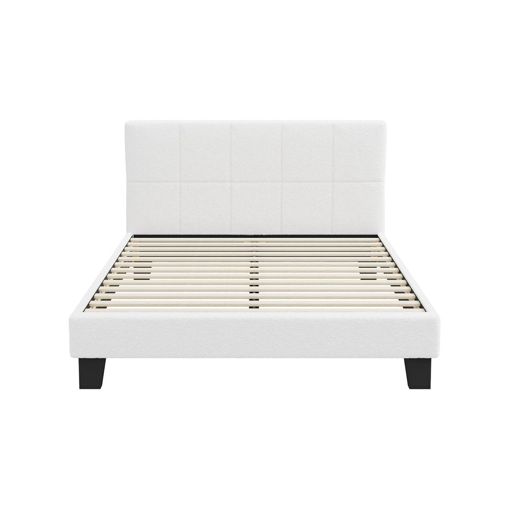 Stylish Boucle Bed Frame with Durable Base Double/Queen/Single/King Size