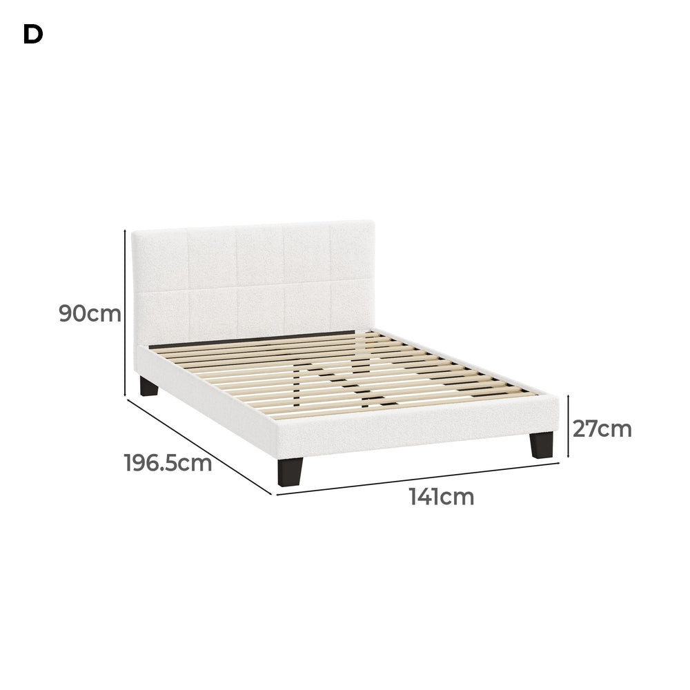 Stylish Boucle Bed Frame with Durable Base Double/Queen/Single/King Size