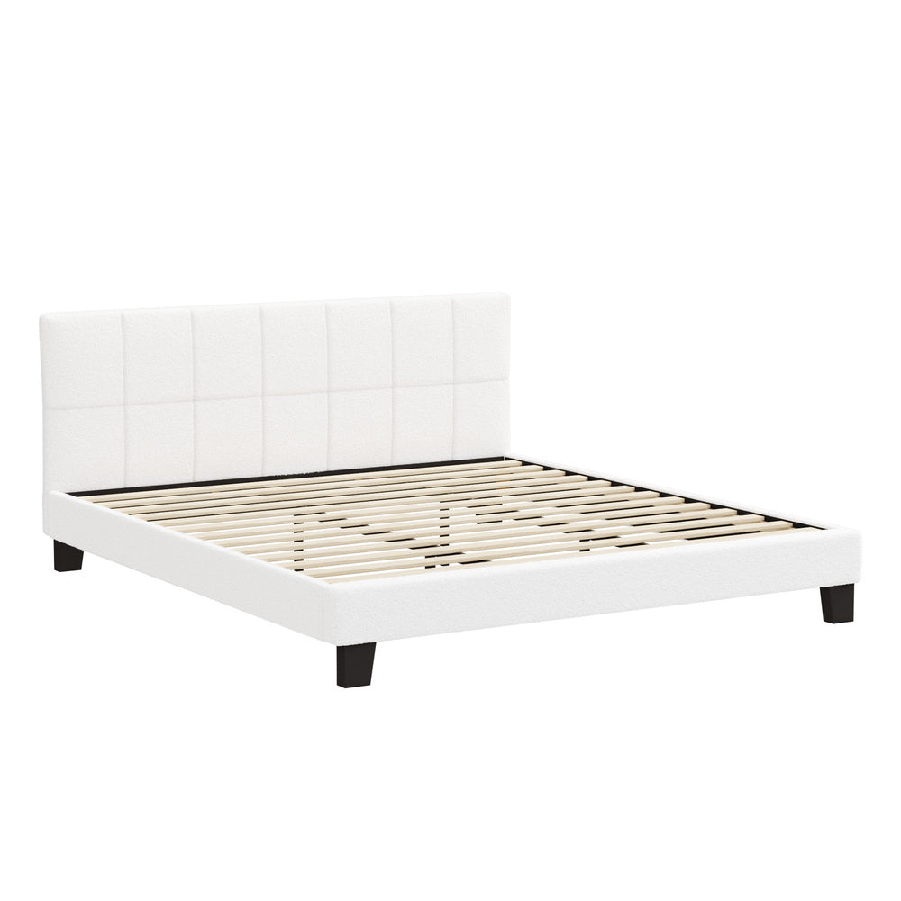 Stylish Boucle Bed Frame with Durable Base Double/Queen/Single/King Size