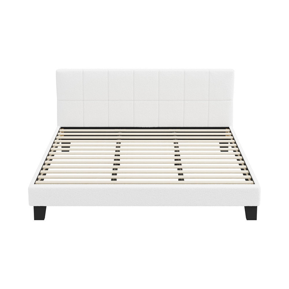 Stylish Boucle Bed Frame with Durable Base Double/Queen/Single/King Size