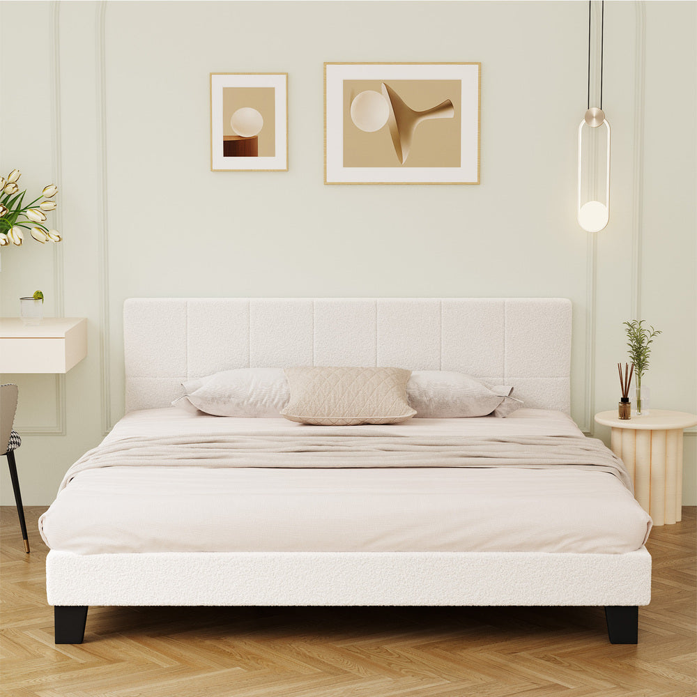 Stylish Boucle Bed Frame with Durable Base Double/Queen/Single/King Size